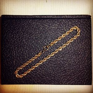 1980s Gold Tone Sterling Silver Rope Bracelet 8”